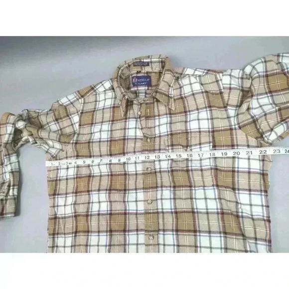 Vintage .VIYELLA Wool Blend Button Up Shirt Men's Large Yellow Blue Plaid - Picture 2 of 6
